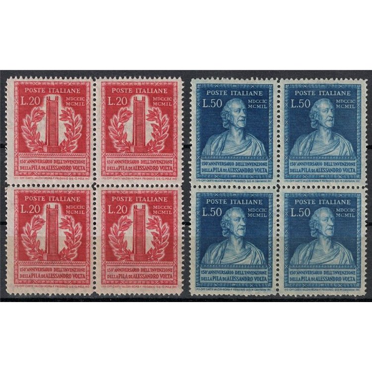 ITALY 1949 Volta's electric battery (in block of four) 2v MNH**