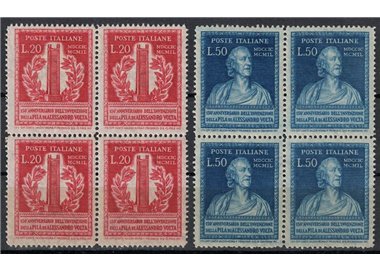 ITALY 1949 Volta's electric battery (in block of four) 2v MNH**