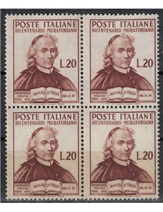 ITALY 1950 Ludovico Antonio Muratori (in block of four) MNH**