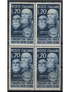 ITALY 1950 Pioneers of the Wool Industry (in block of four) MNH**