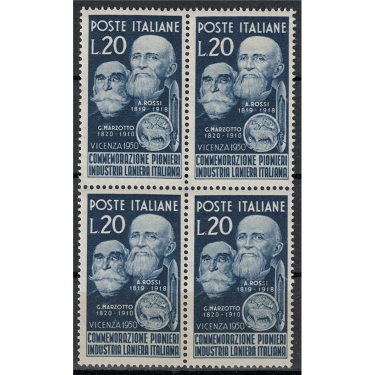ITALIA 1950 Pionieri Industria Laniera (in quartina) MNH**