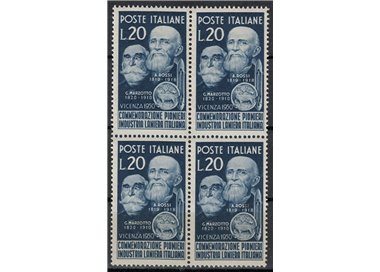 ITALY 1950 Pioneers of the Wool Industry (in block of four) MNH**