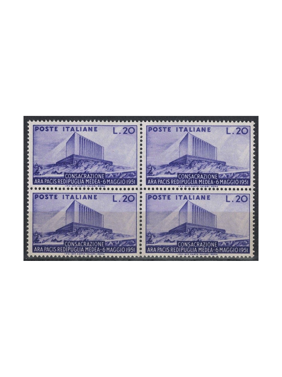 ITALY 1951 Ara Pacis (in block of four) MNH**