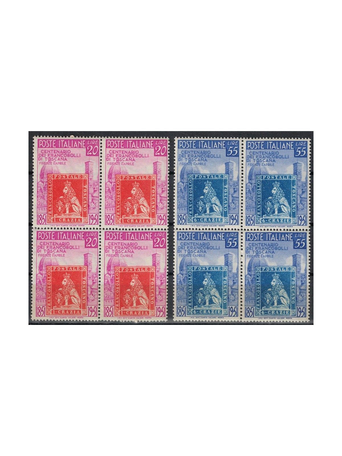 ITALIA 1951 Granducato di Toscana (in quartina) 2v MNH**