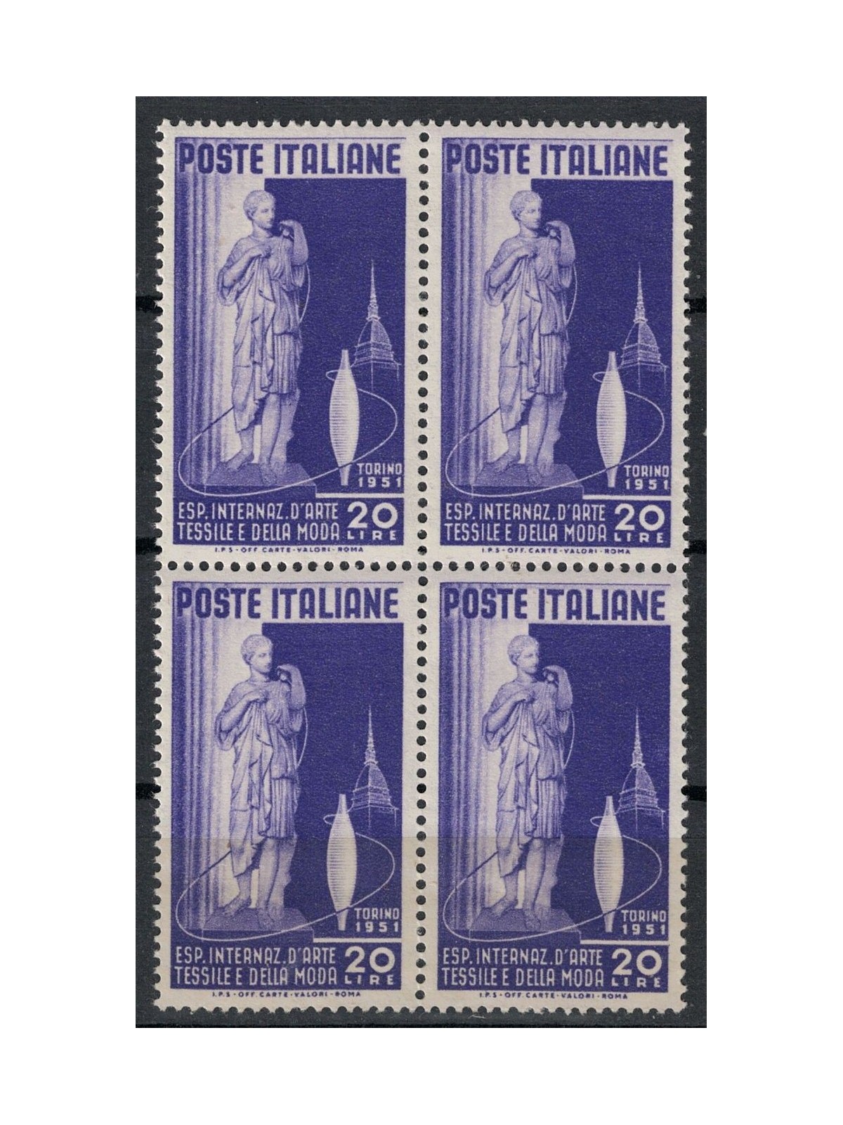 ITALIA 1951 Arte tessile (in quartina) MNH**