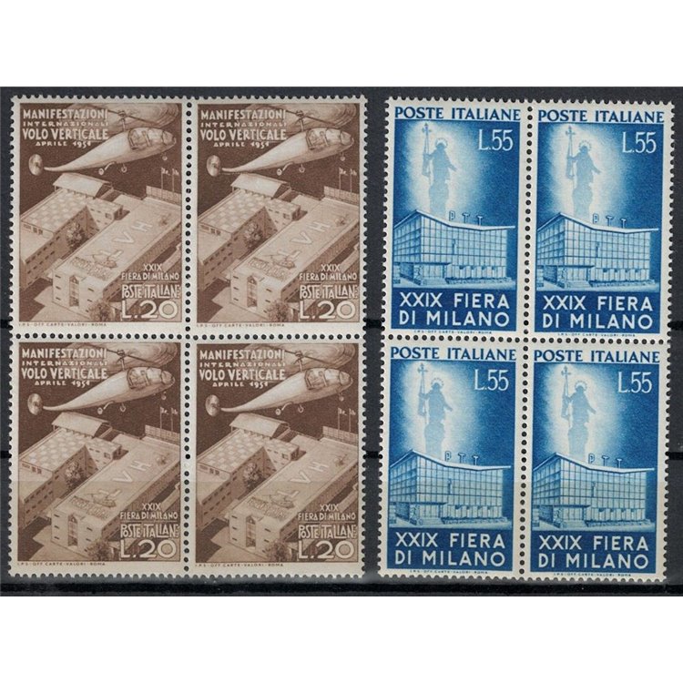 ITALIA 1951 Fiera di Milano (in quartina) 2v MNH**