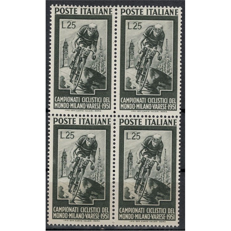 ITALY 1951 Cycling Championships (in block of four) MNH**