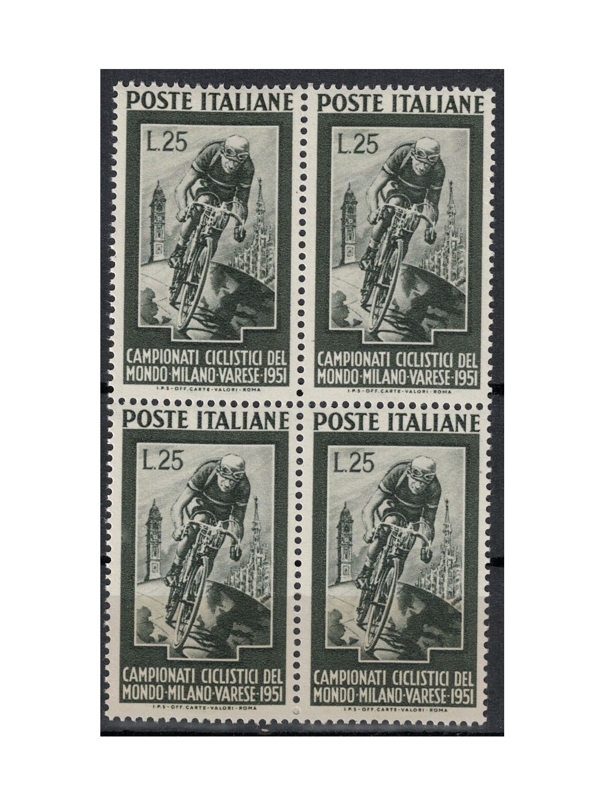 ITALY 1951 Cycling Championships (in block of four) MNH**