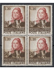ITALIA 1951 Pietro Vannucci (Il Perugino) in quartina MNH**