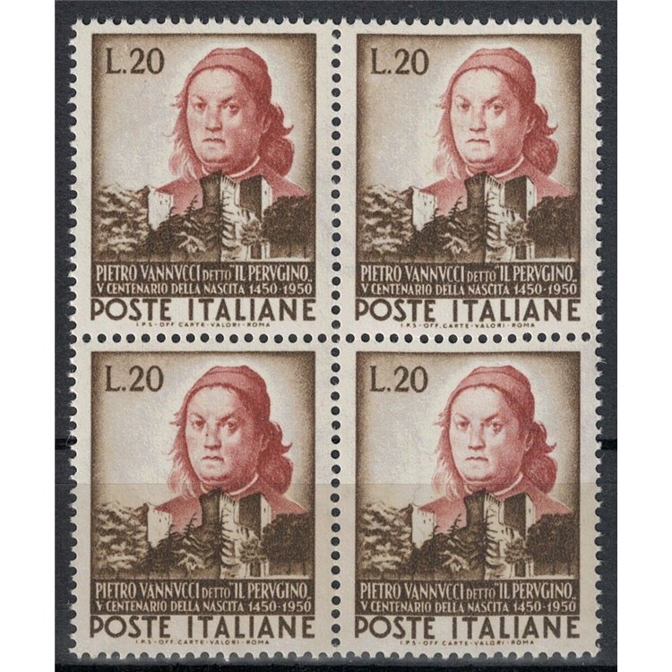 ITALIA 1951 Pietro Vannucci (Il Perugino) in quartina MNH**