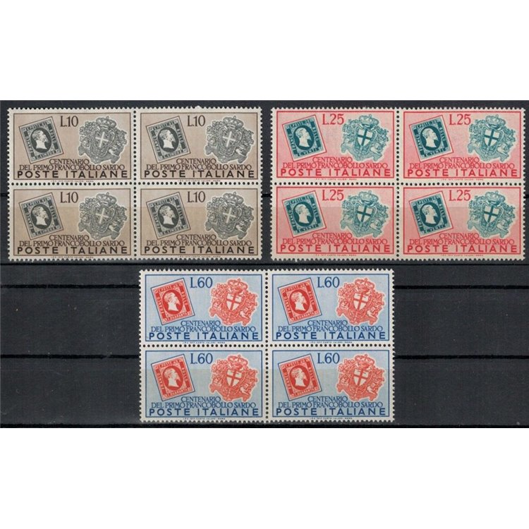 ITALY 1951 Sardinian stamps (in block of four) 3v MNH**