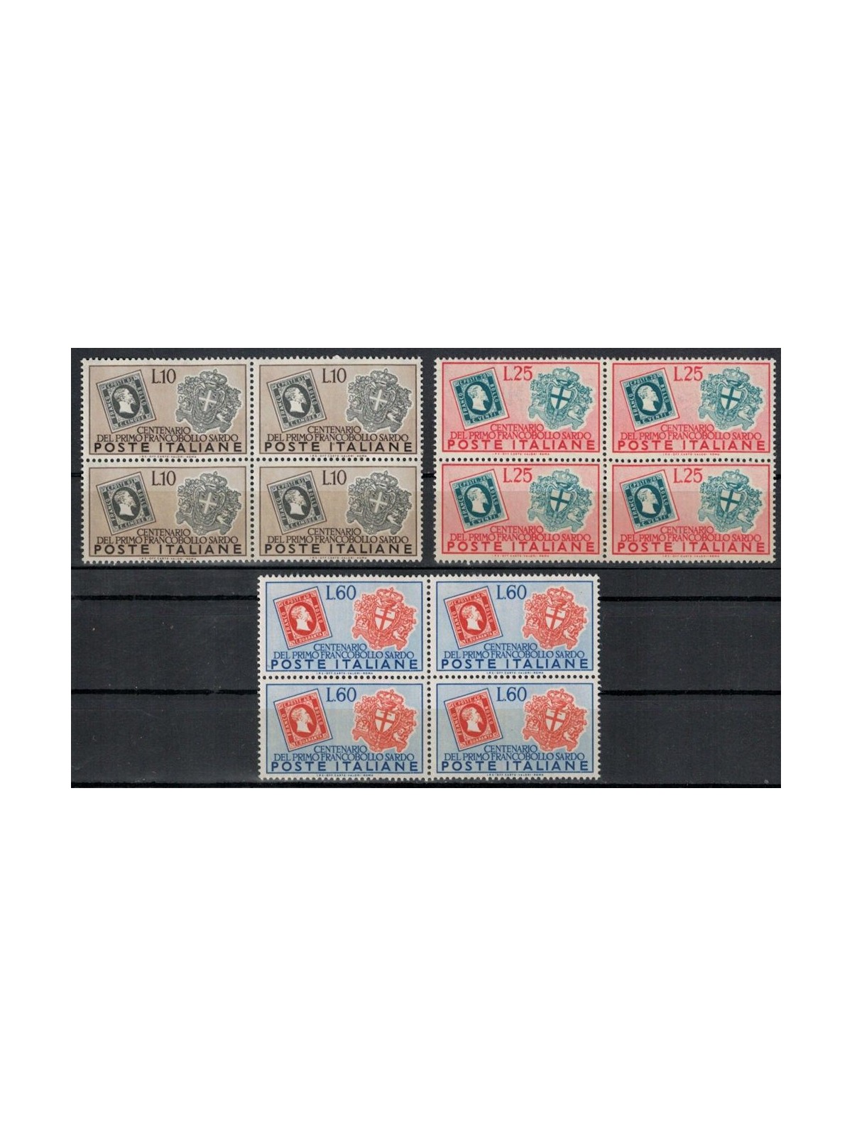 ITALY 1951 Sardinian stamps (in block of four) 3v MNH**