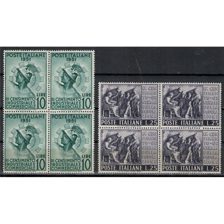 ITALY 1951 Census (in block of four) 2v MNH**
