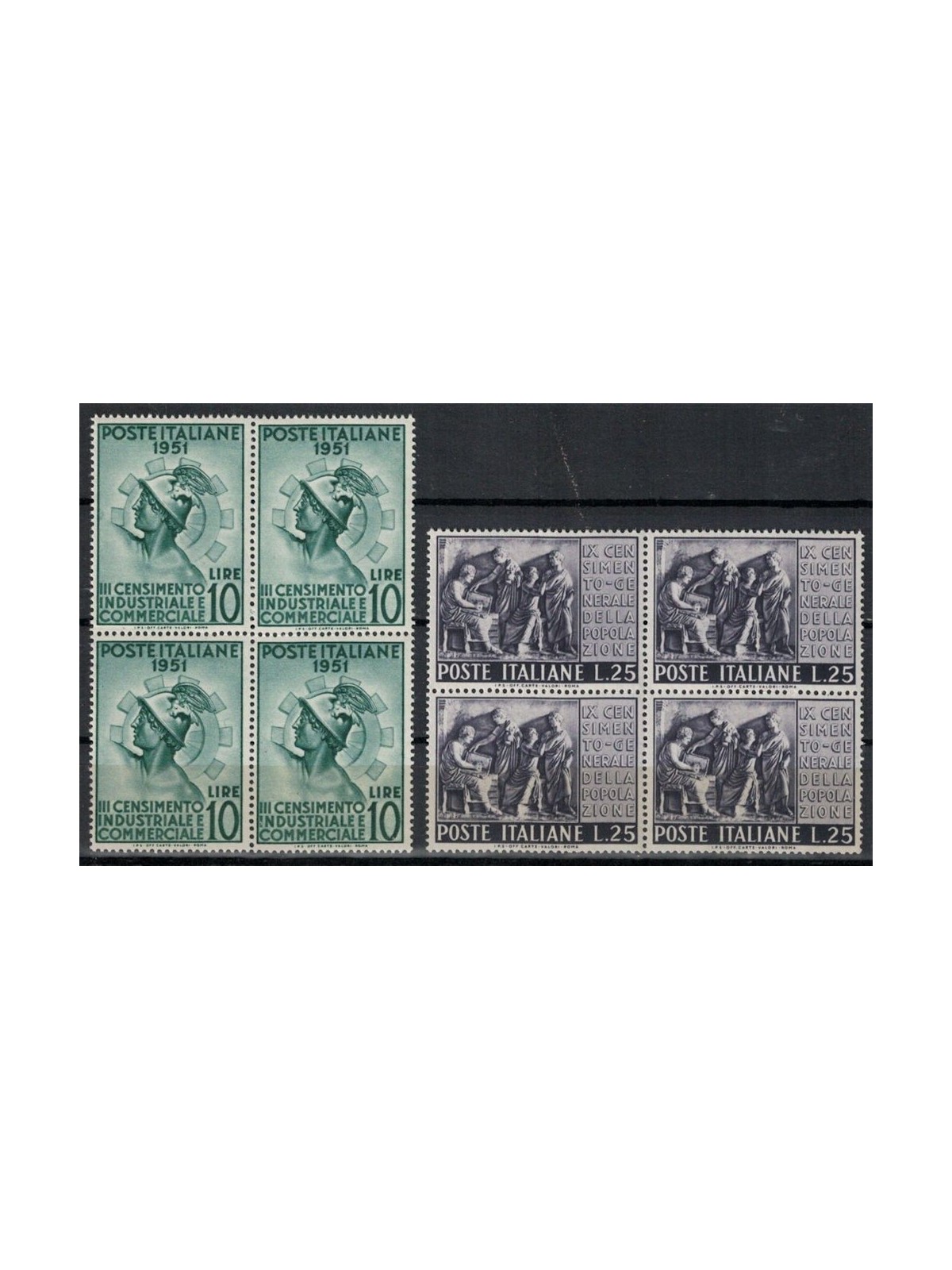 ITALY 1951 Census (in block of four) 2v MNH**
