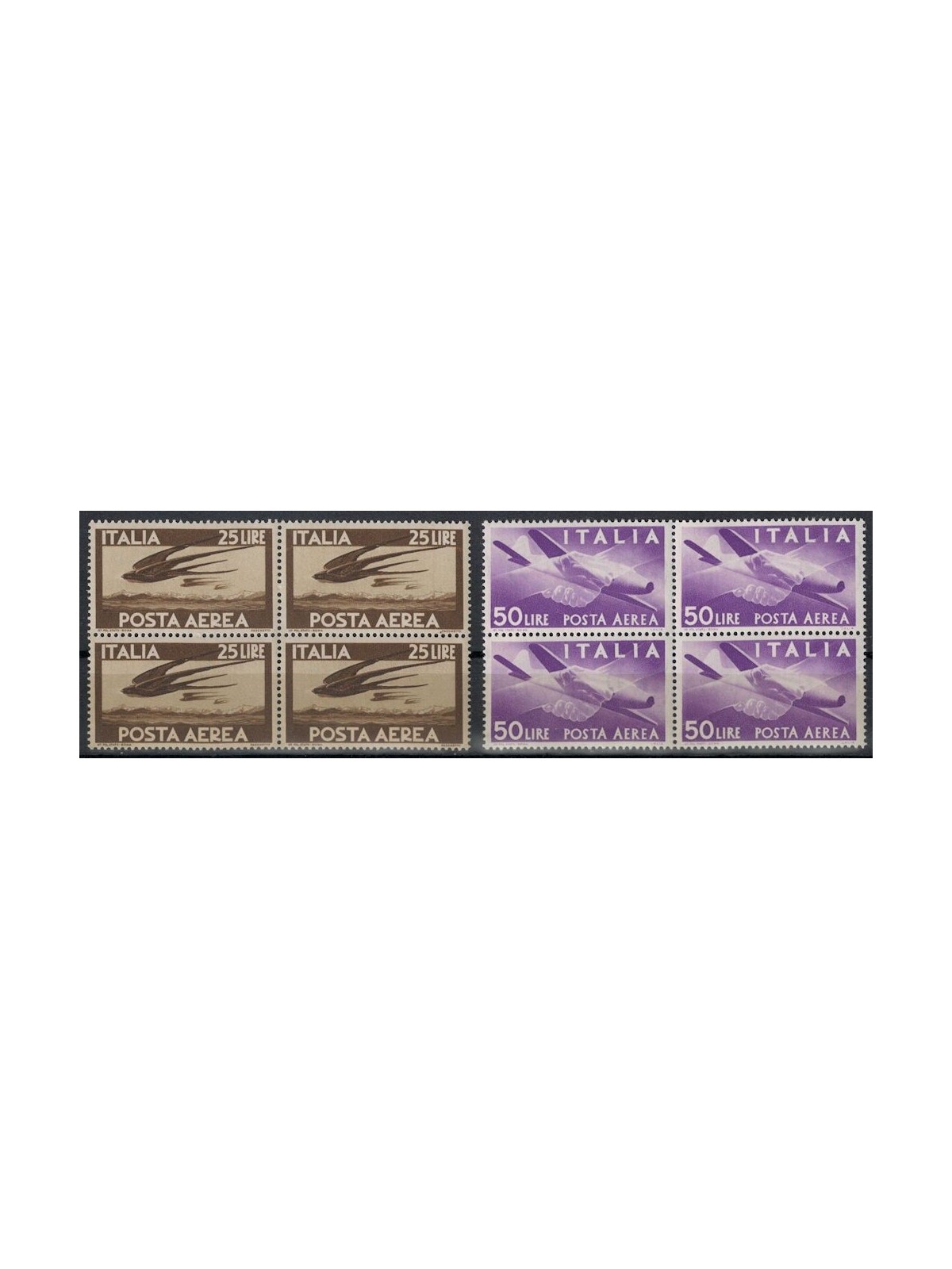 ITALIA 1947 Democratica (posta aerea) (in quartina) 2v MNH**