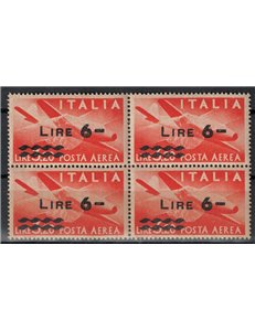 ITALIA 1947 Posta aerea (soprastampato) in quartina MNH**