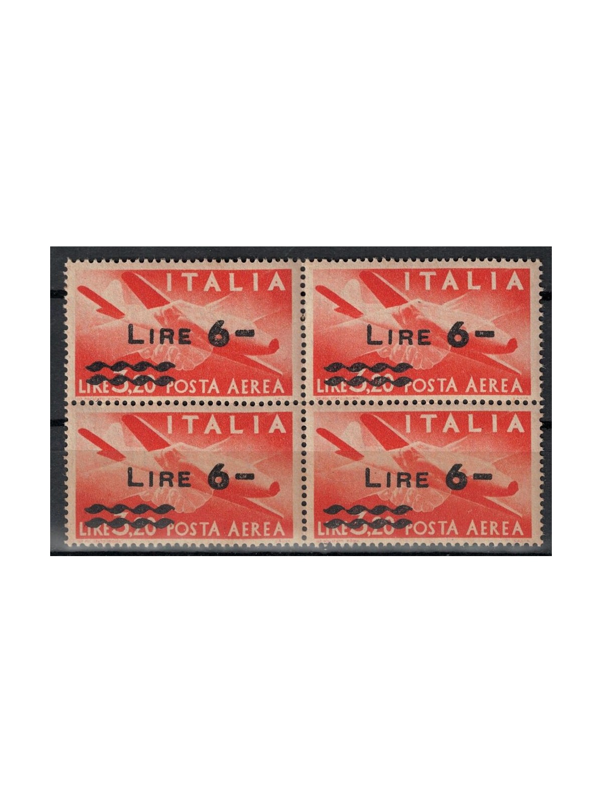 ITALY 1947 Airmail (overprinted) in block of four MNH**