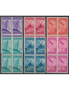 ITALY 1947 Radio (airmail) (in block of four) 6v MNH**