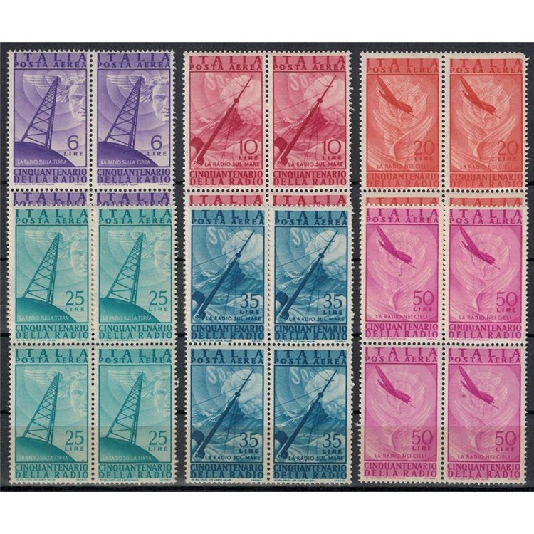 ITALIA 1947 Radio (posta aerea) (in quartina) 6v MNH**