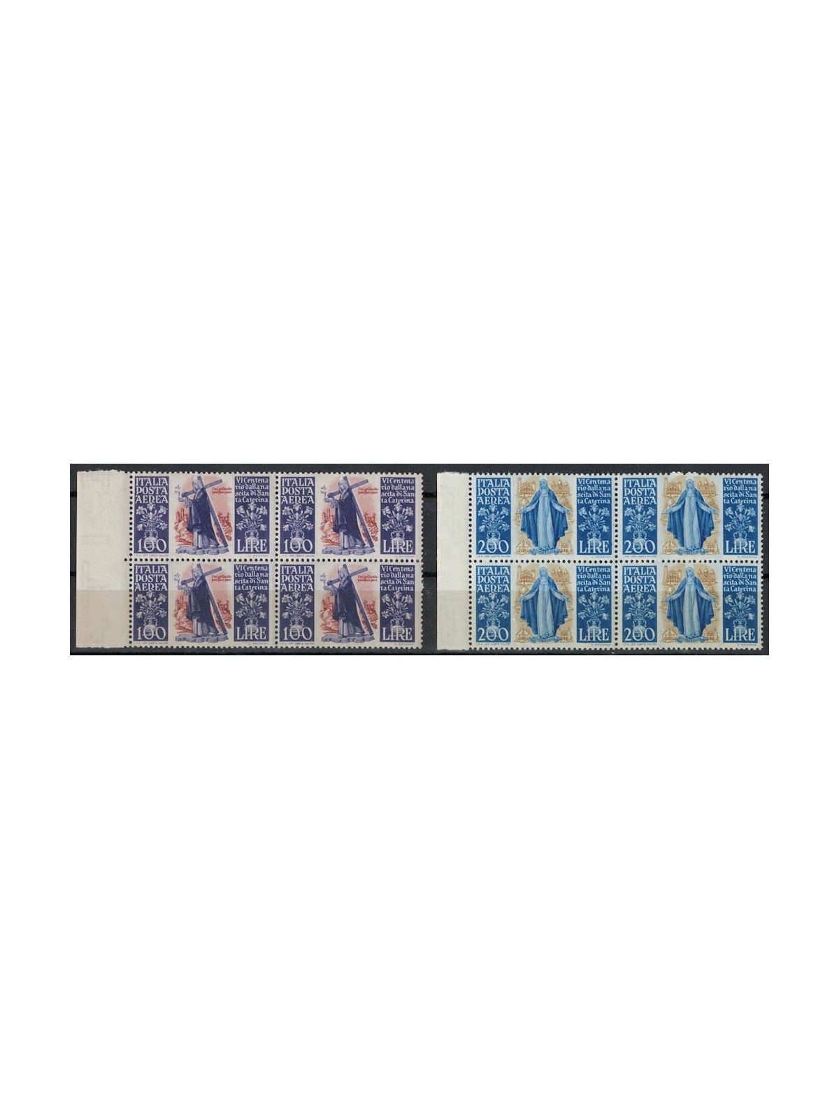 ITALY 1948 Santa Caterina (airmail) (in block of four) 2v MNH**