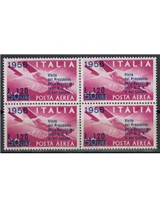 ITALY 1956 Presidential Visit (Airmail) (in blocks of four) MNH**