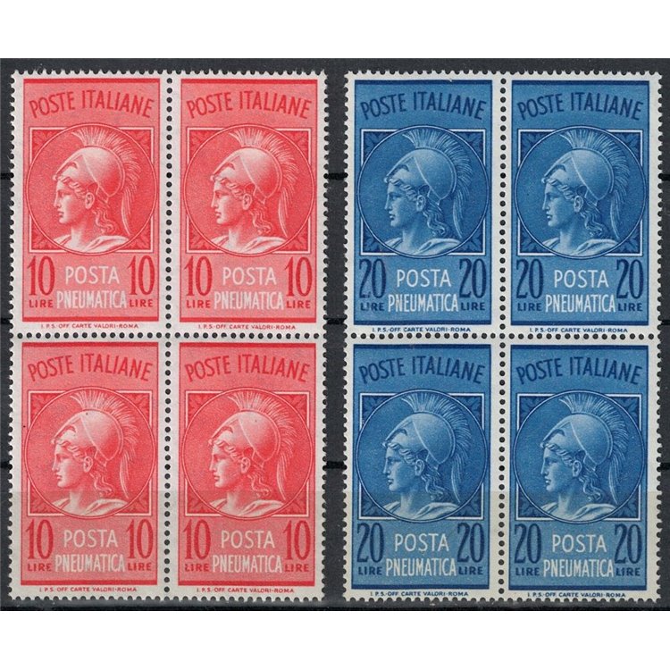 ITALY 1958-66 Pneumatic mail (in block of four) 2v MNH**