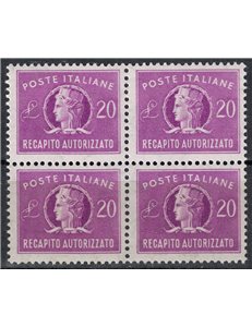 ITALIA 1955 Recapito autorizzato (in quartina) MNH**