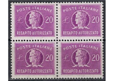 ITALY 1955 Authorized delivery (in block of four) MNH**
