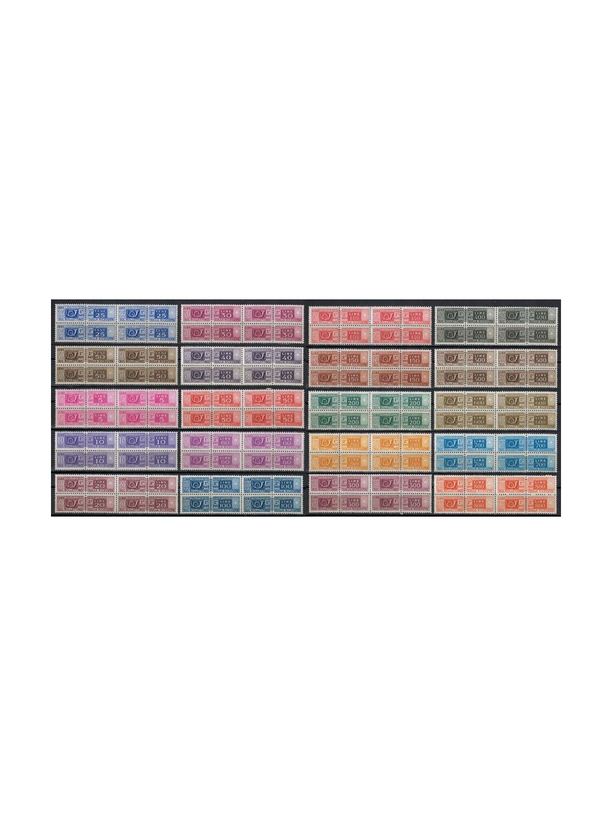 ITALY 1955 Postal parcels (in block of four) 20v MNH**
