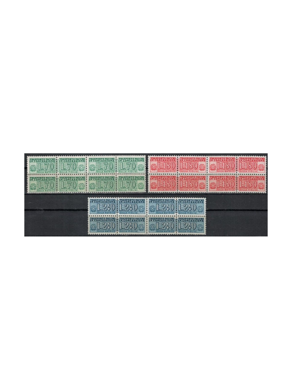 ITALY 1966 Concessionary parcels (in block of four) 3v MNH**