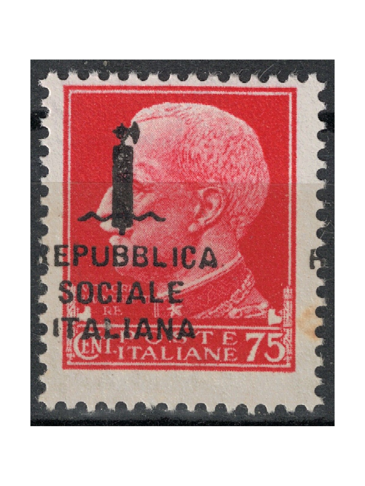 ITALY RSI 1944 Variety 75c Imperial (overprint strong moved) MH*