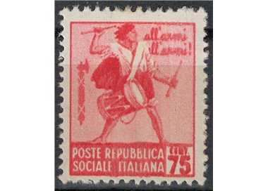 ITALIA RSI 1944 Varietà 75c Monumenti distrutti (stampa difettosa) MH*