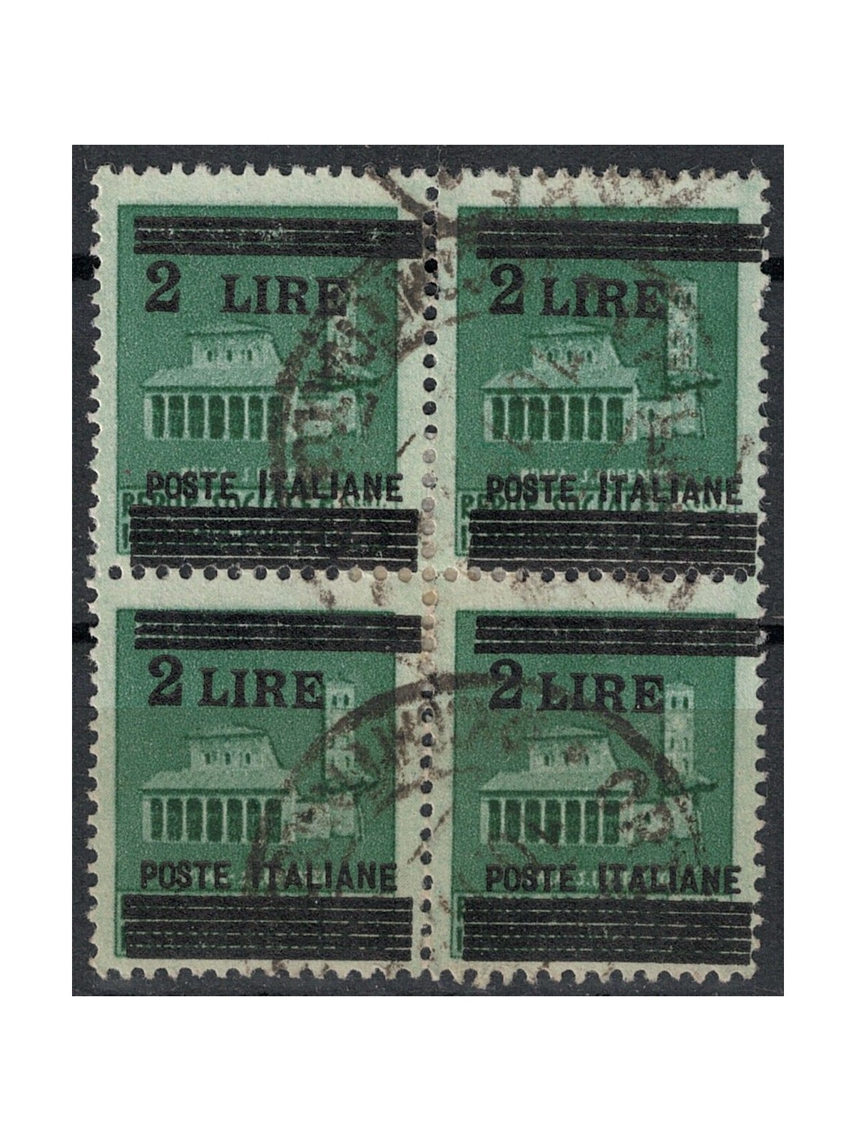 ITALY LIEUTENANCY 1945 Variety 2£ Monuments (space between 2 and LIRE) us