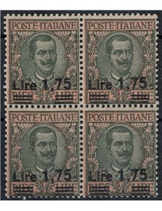 ITALY KINGDOM 1924-25 Overprinted £1.75 on £10 (in blocks of four) MNH**