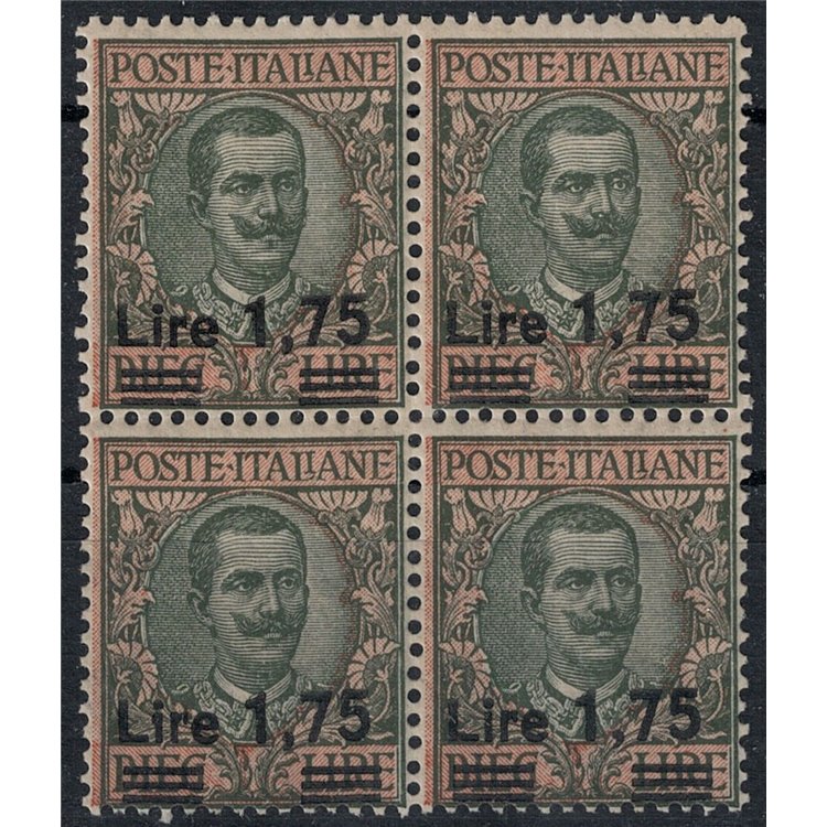 ITALY KINGDOM 1924-25 Overprinted £1.75 on £10 (in blocks of four) MNH**