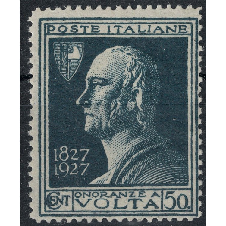 ITALY KINGDOM 1927 Alessandro Volta 50c Variety (dot after 50) MNH**