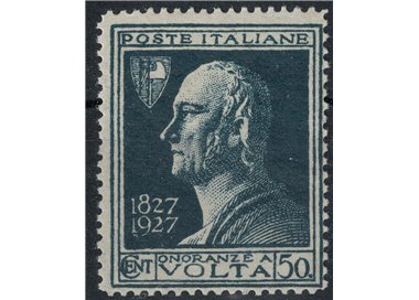 ITALY KINGDOM 1927 Alessandro Volta 50c Variety (dot after 50) MNH**