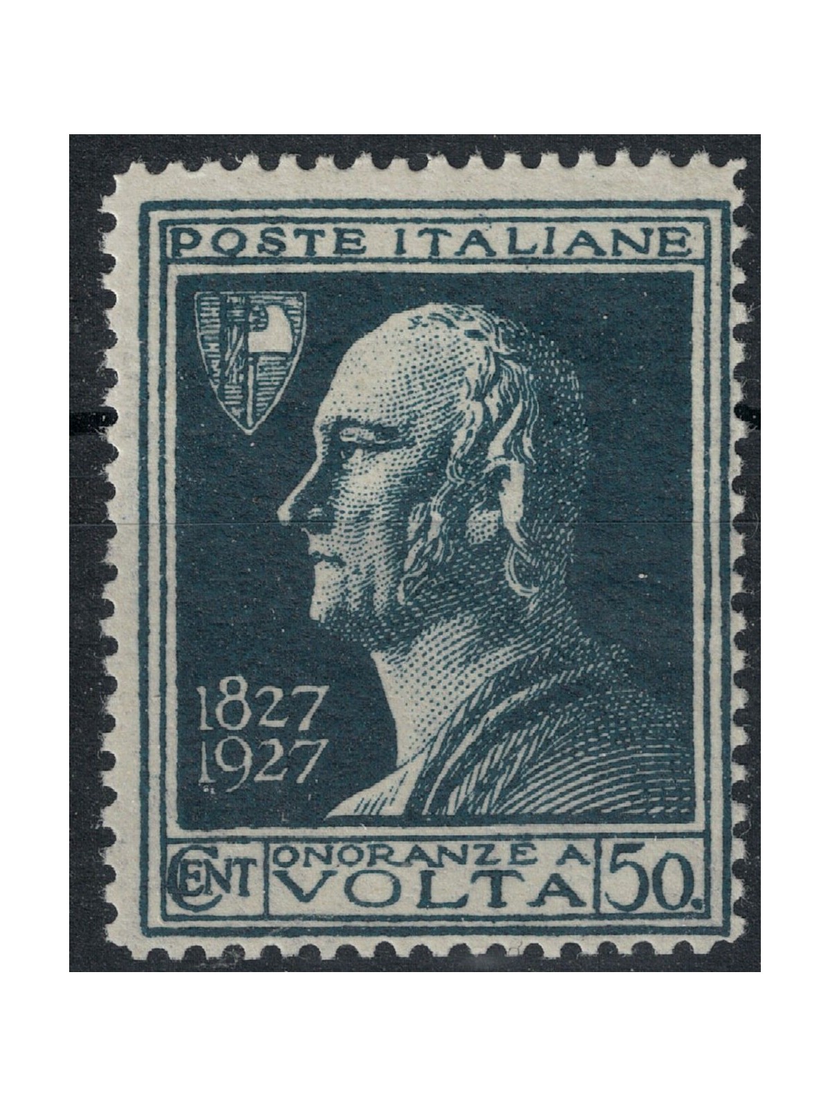 ITALY KINGDOM 1927 Alessandro Volta 50c Variety (dot after 50) MNH**