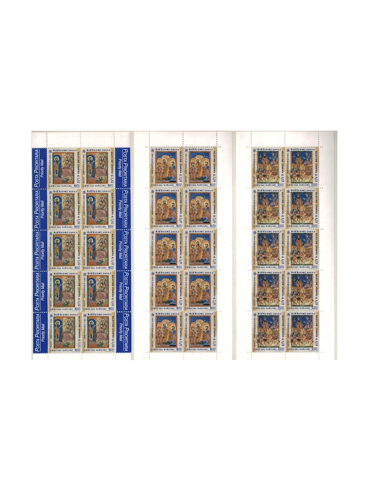 VATICANO 2001 Battesimo della Nazione Armena 3 MF MNH**