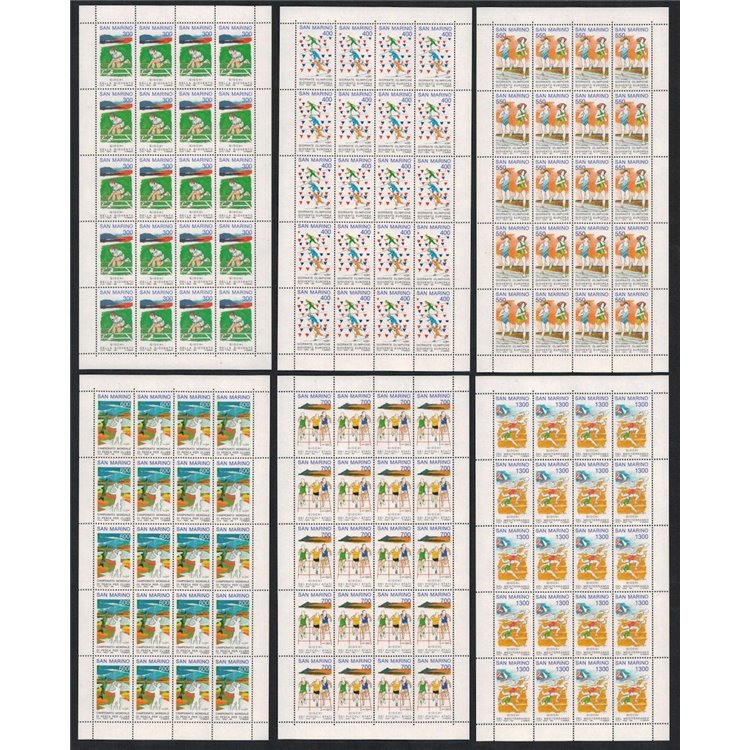 SAN MARINO 1993 Avvenimenti sportivi 6 fogli interi MNH**