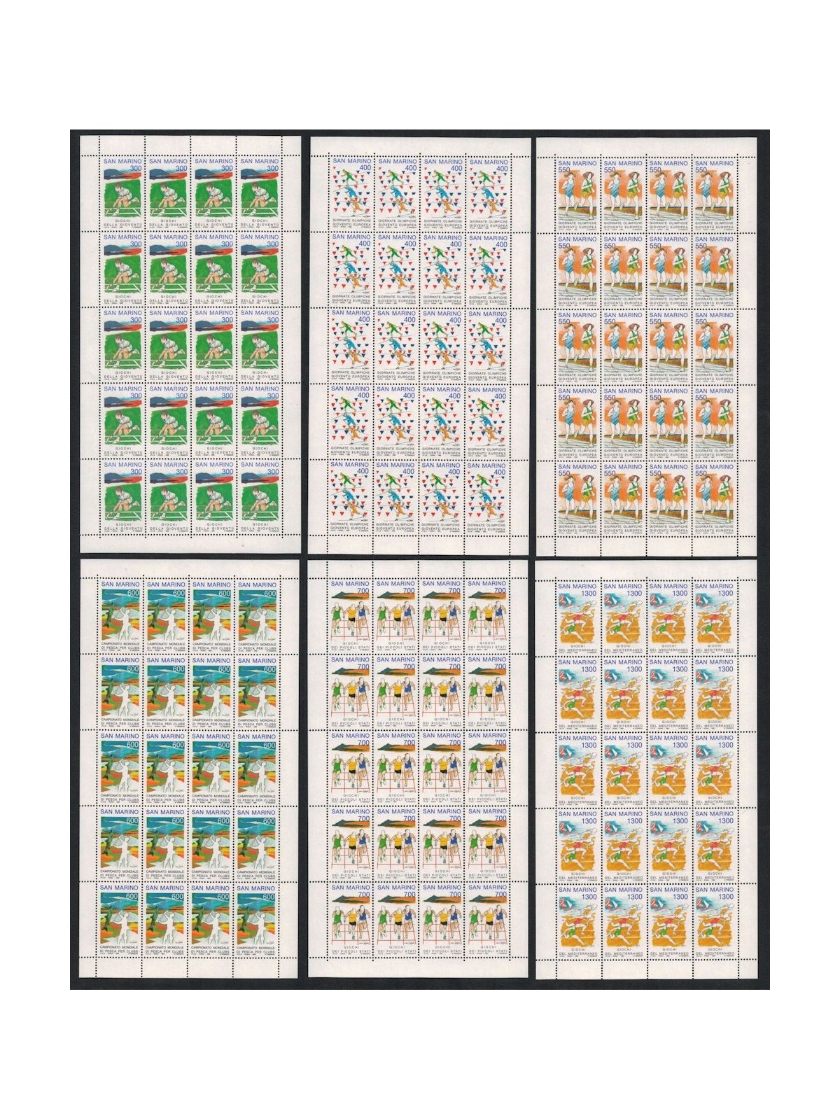SAN MARINO 1993 Avvenimenti sportivi 6 fogli interi MNH**