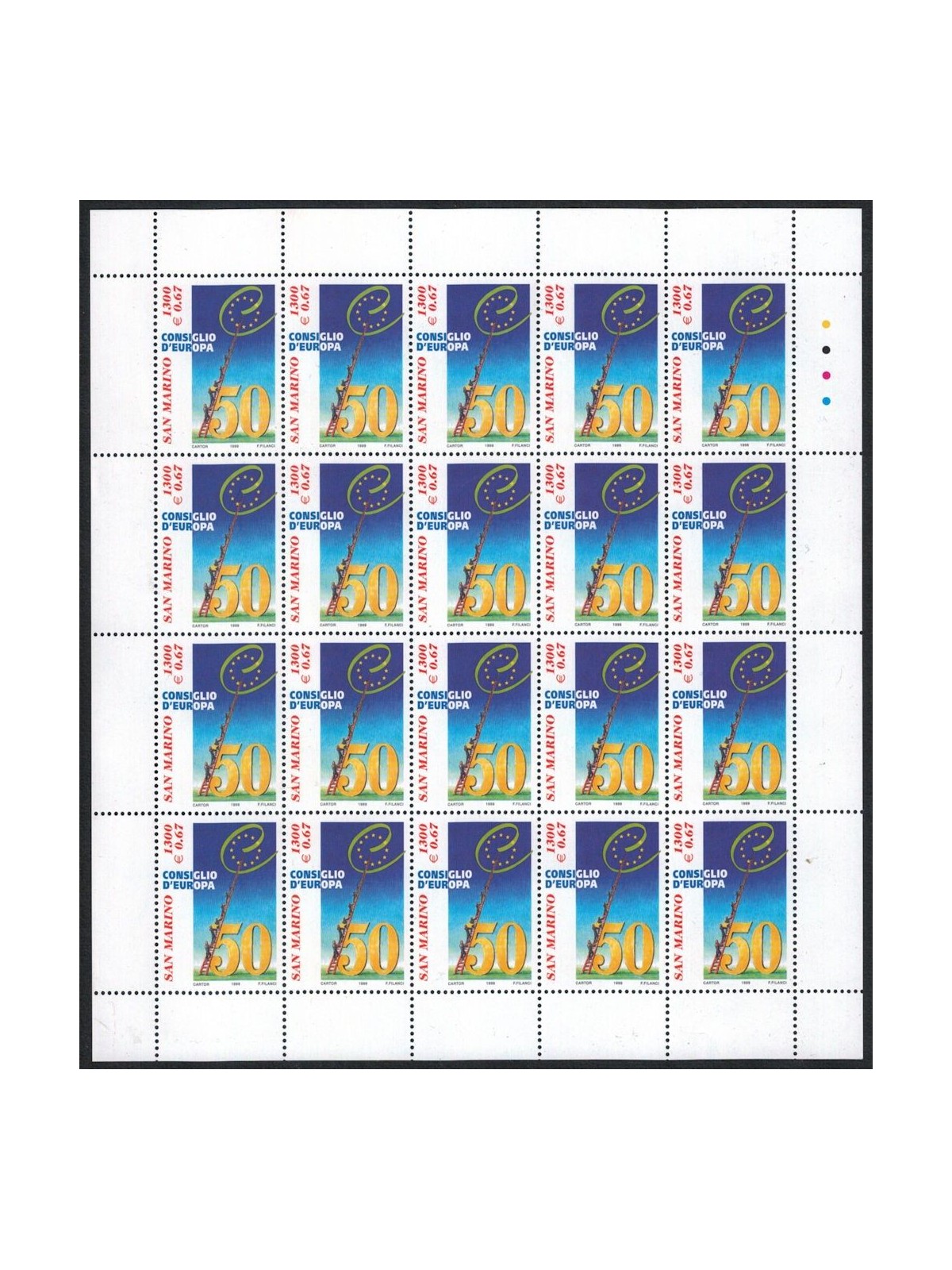 SAN MARINO 1999 Consiglio d'Europa 1 foglio intero MNH**