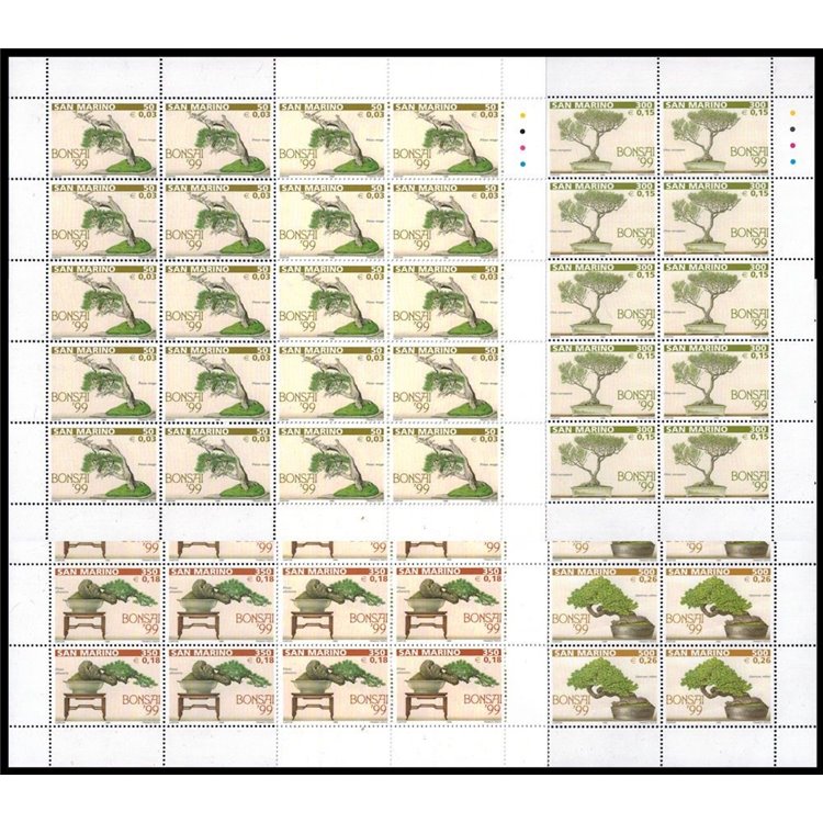 SAN MARINO 1999 Bonsai Exhibition 4 full sheets MNH**