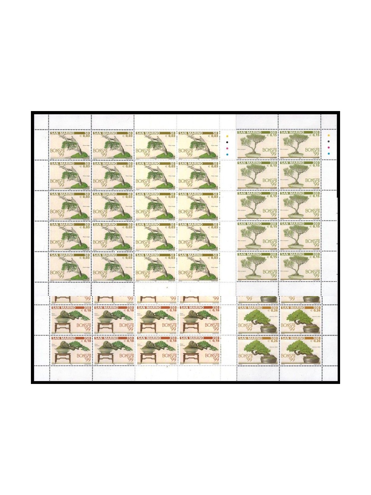 SAN MARINO 1999 Bonsai Exhibition 4 full sheets MNH**