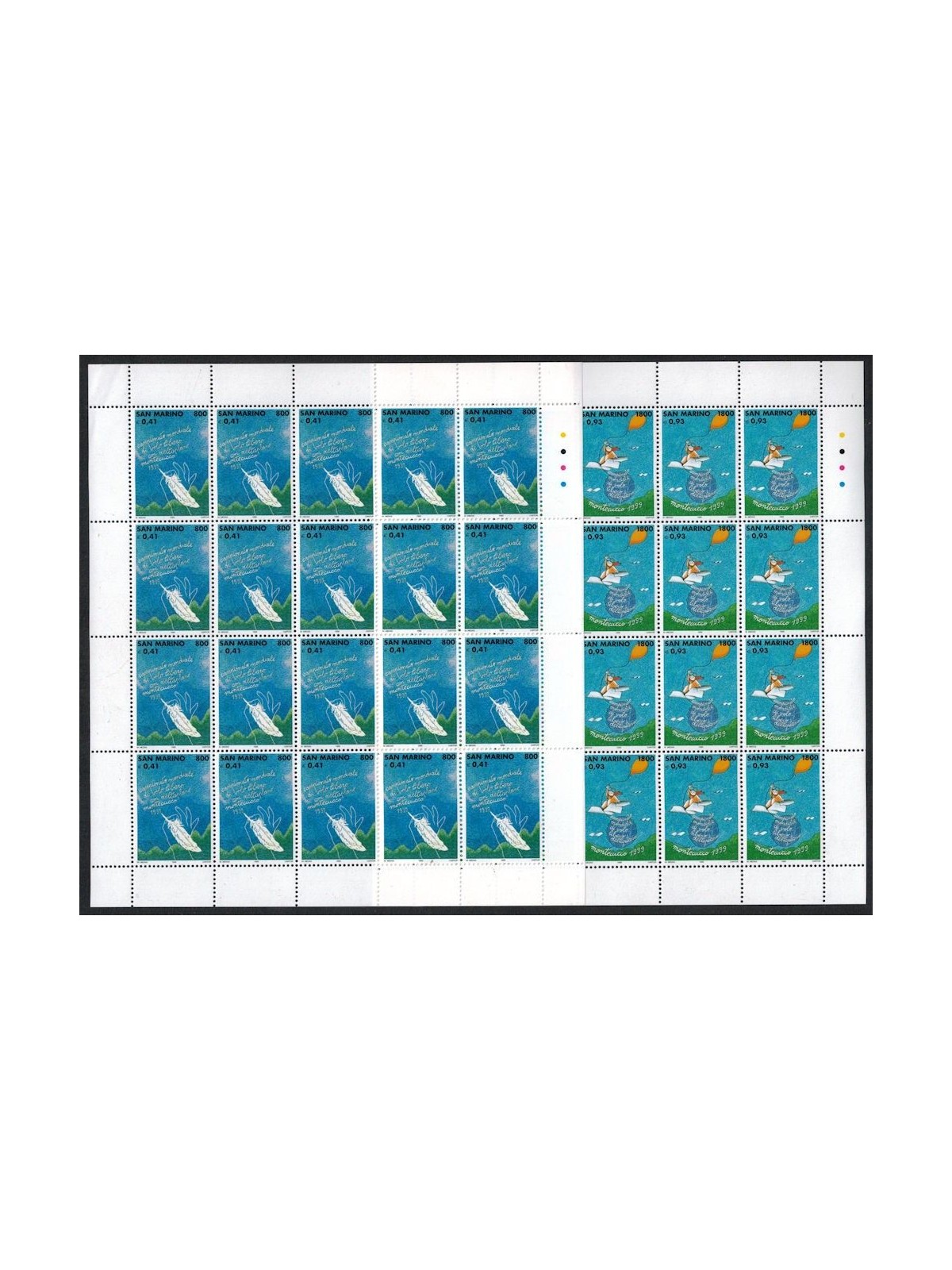 SAN MARINO 1999 Free flight with hang glider 2 full sheets MNH**