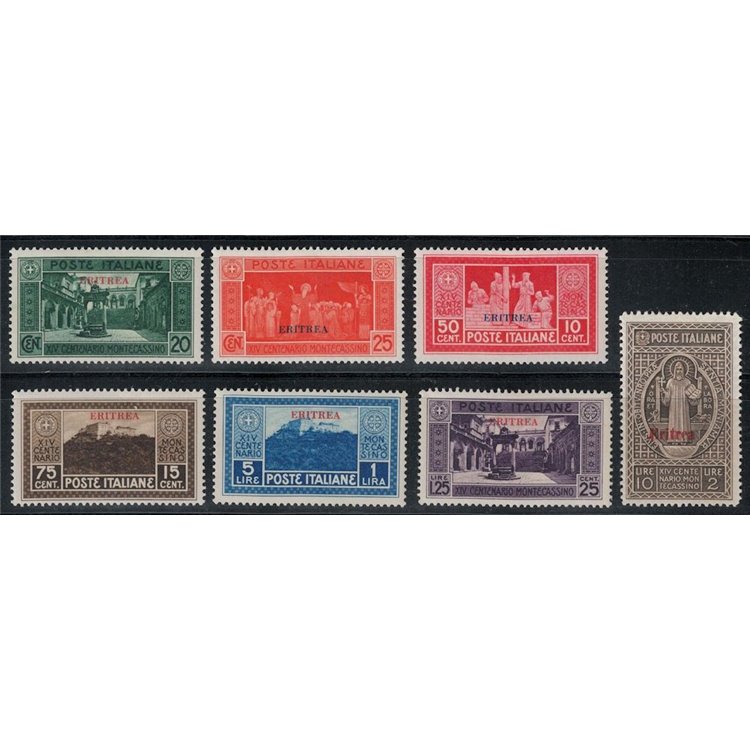 ERITREA 1929 Abbey of Montecassino 7v MNH**