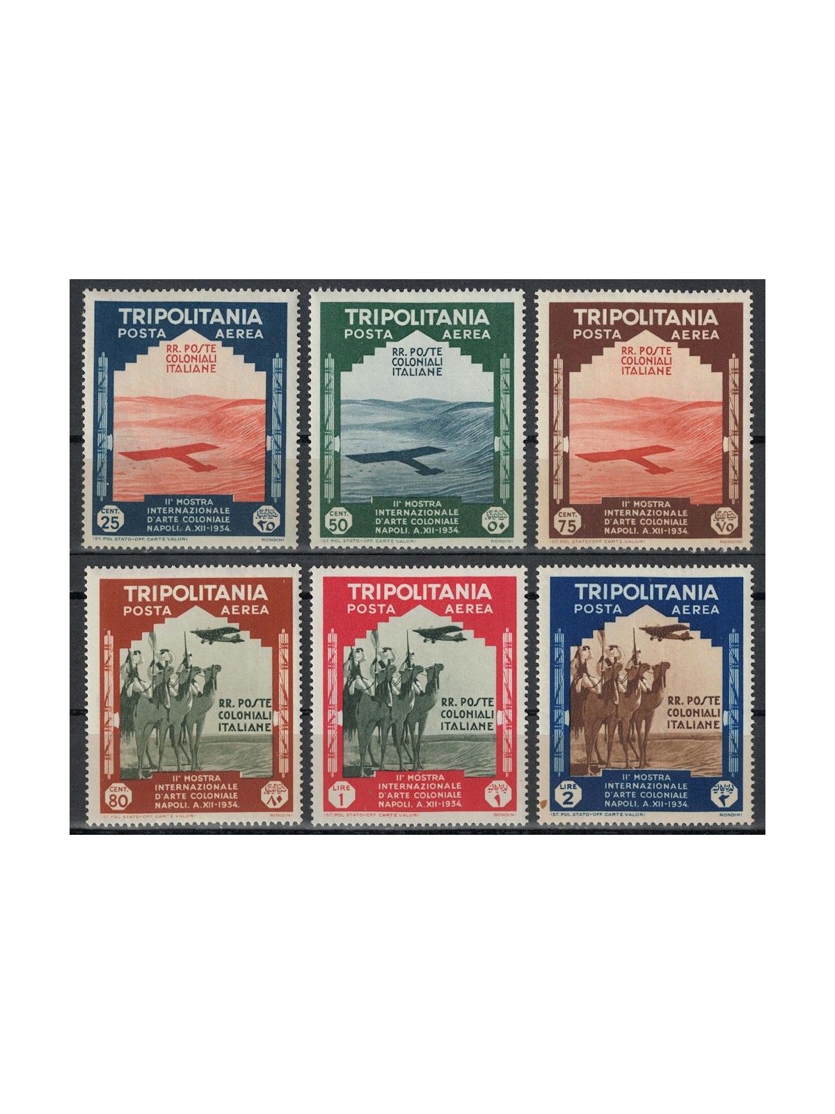 TRIPOLITANIA 1934 Colonial Art Exhibition (airmail) 6v MNH**
