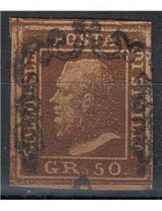 REGNO DI SICILIA 1859 50 grana lacca bruno us