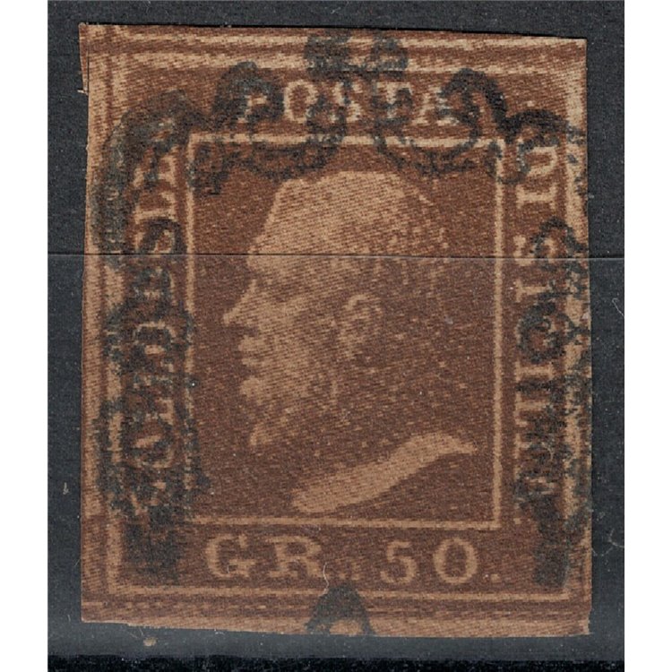 REGNO DI SICILIA 1859 50 grana lacca bruno us
