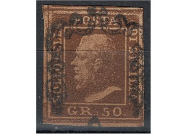 REGNO DI SICILIA 1859 50 grana lacca bruno us